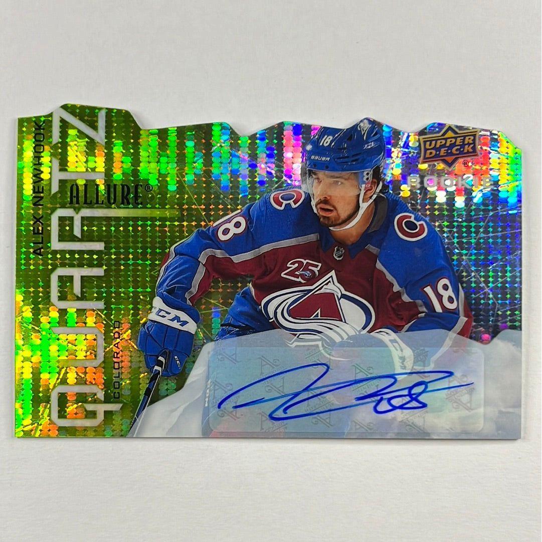 2021-22 Alex Newhook Green Quartz Die Cut Rookie Auto