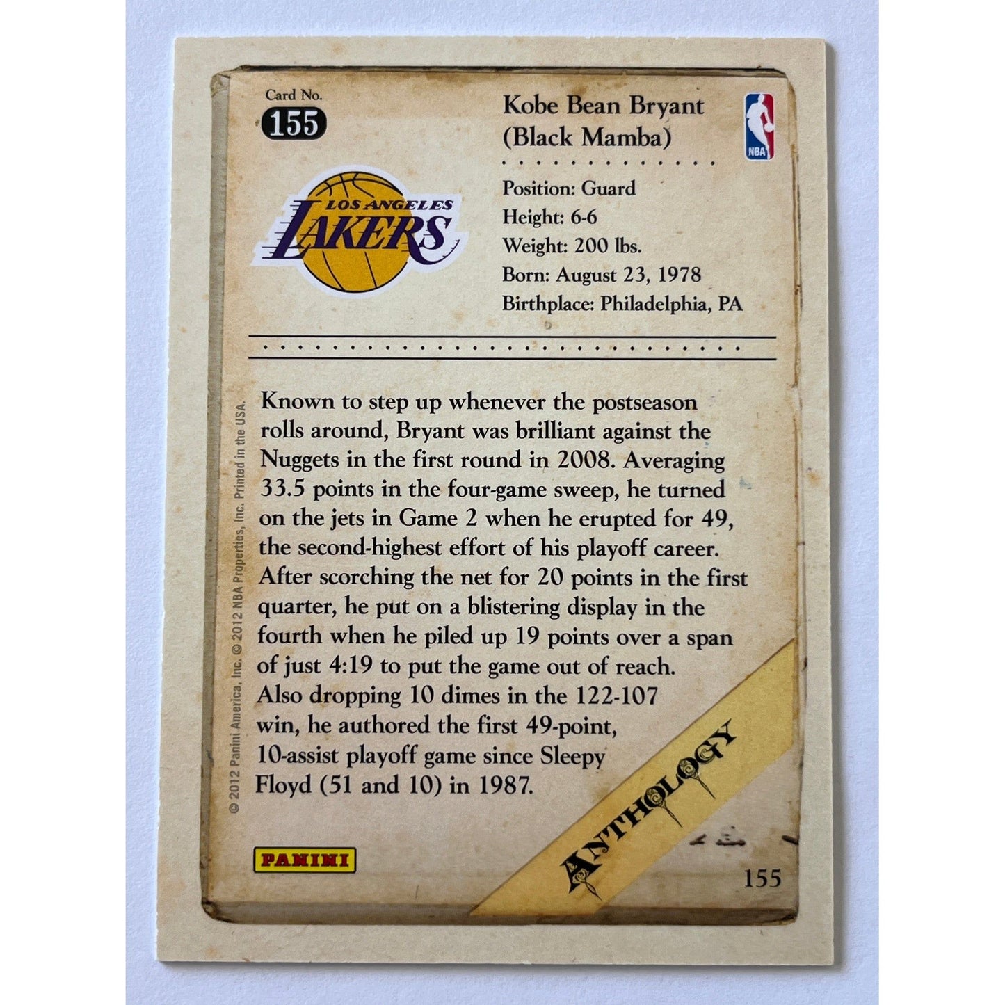 2012-13 Anthology Kobe Bryant #155