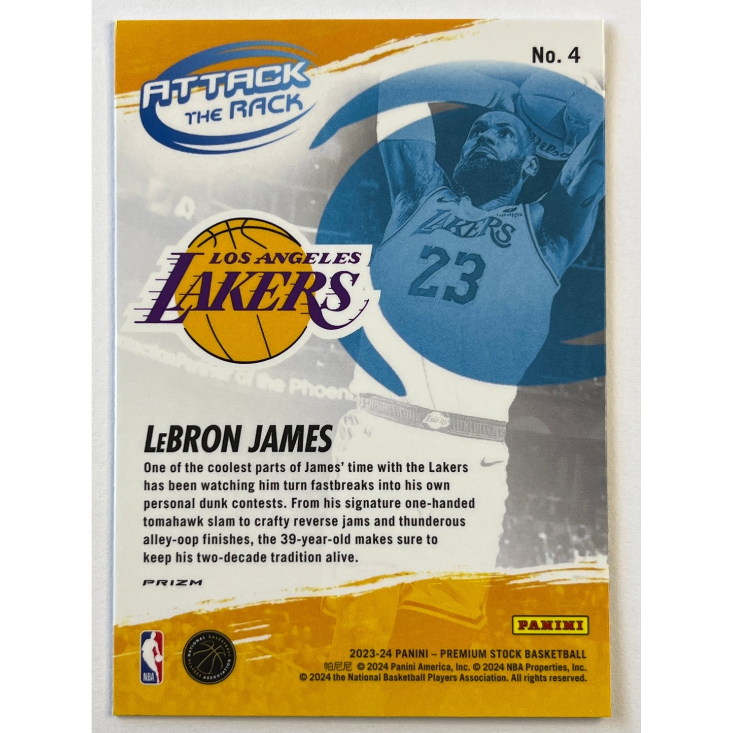 2023-24 Hoops Premium Stock LeBron James Attack The Rack Silver Holo Prizm | Local Legends Cards & Collectibles