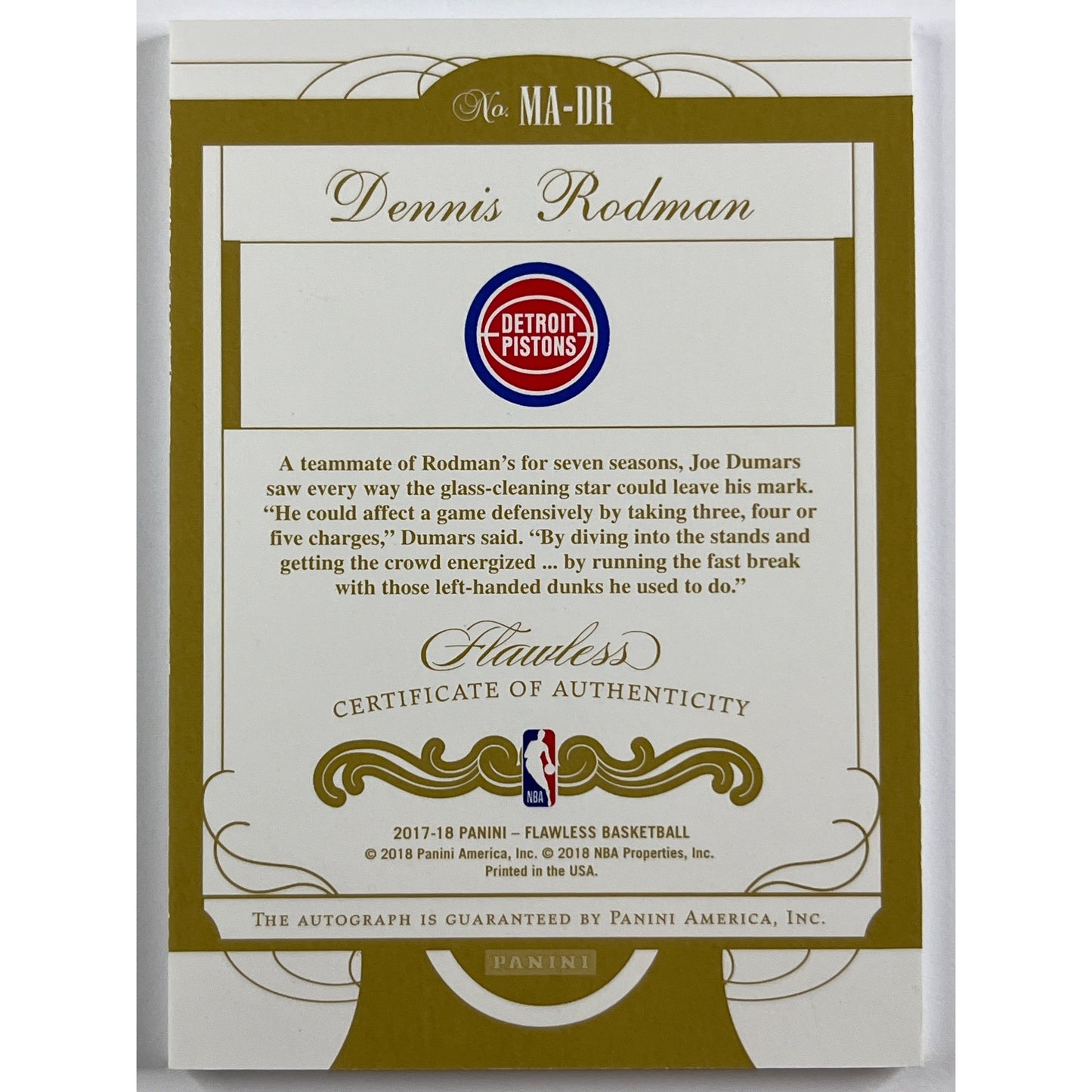 2017-18 Panini Flawless Dennis Rodman Momentous Autographs /25 | Local Legends Cards & Collectibles