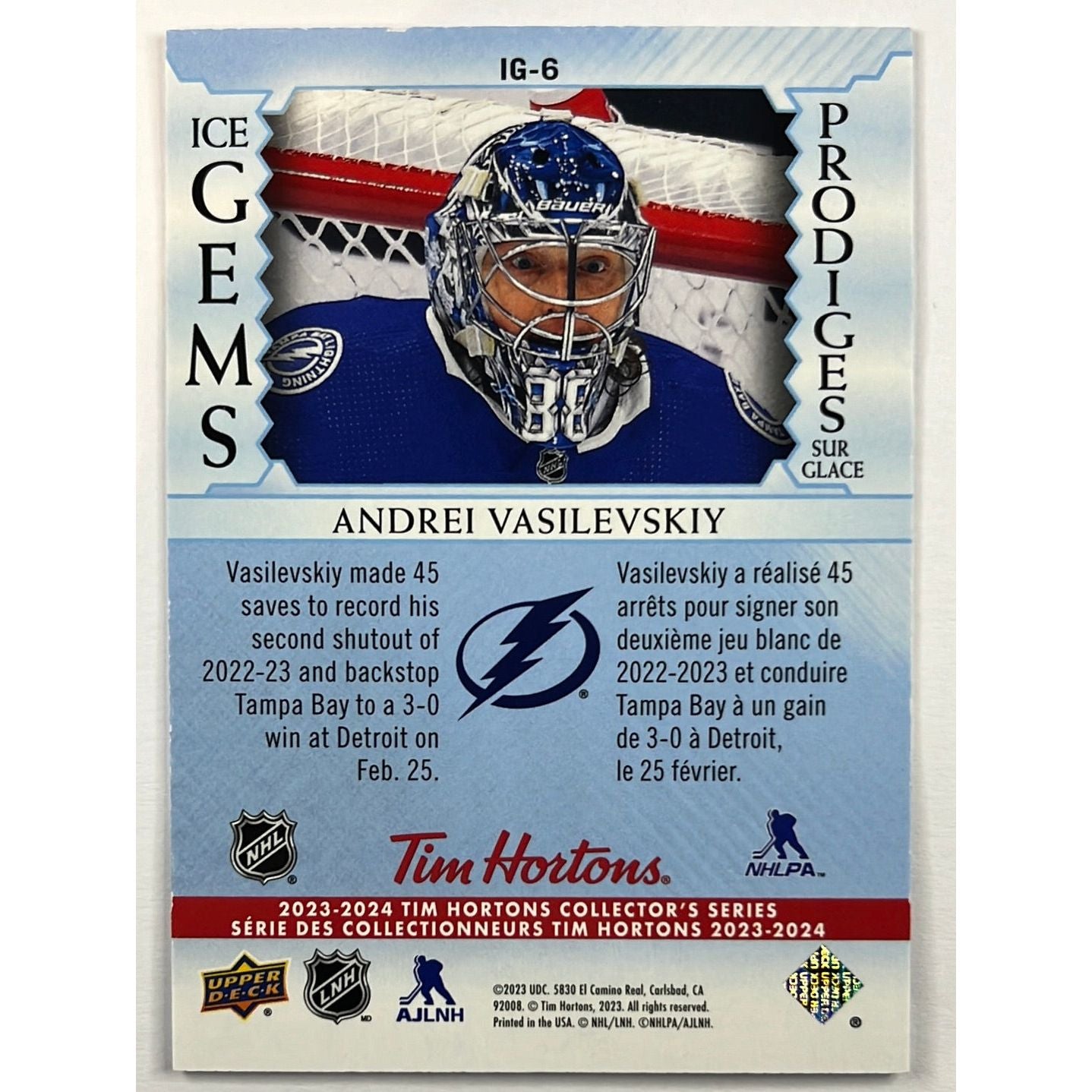 2023-24 Tim Hortons Andrei Vasilevskiy ICE GEMS | Local Legends Cards & Collectibles