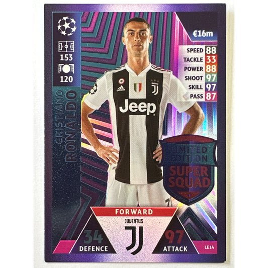2018-19 Topps Match Attax Cristiano Ronaldo Likited Edition Super Squad Purple Holo