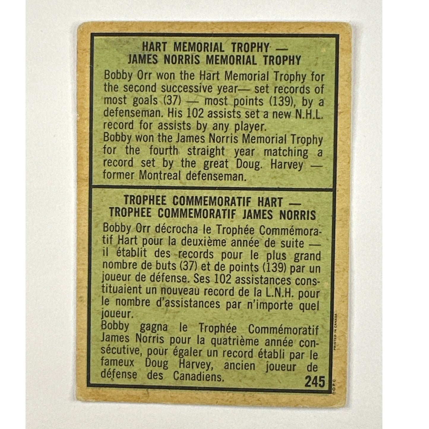 1971-72 Topps Bobby Orr “Hardware Day” Hart Trophy / Norris