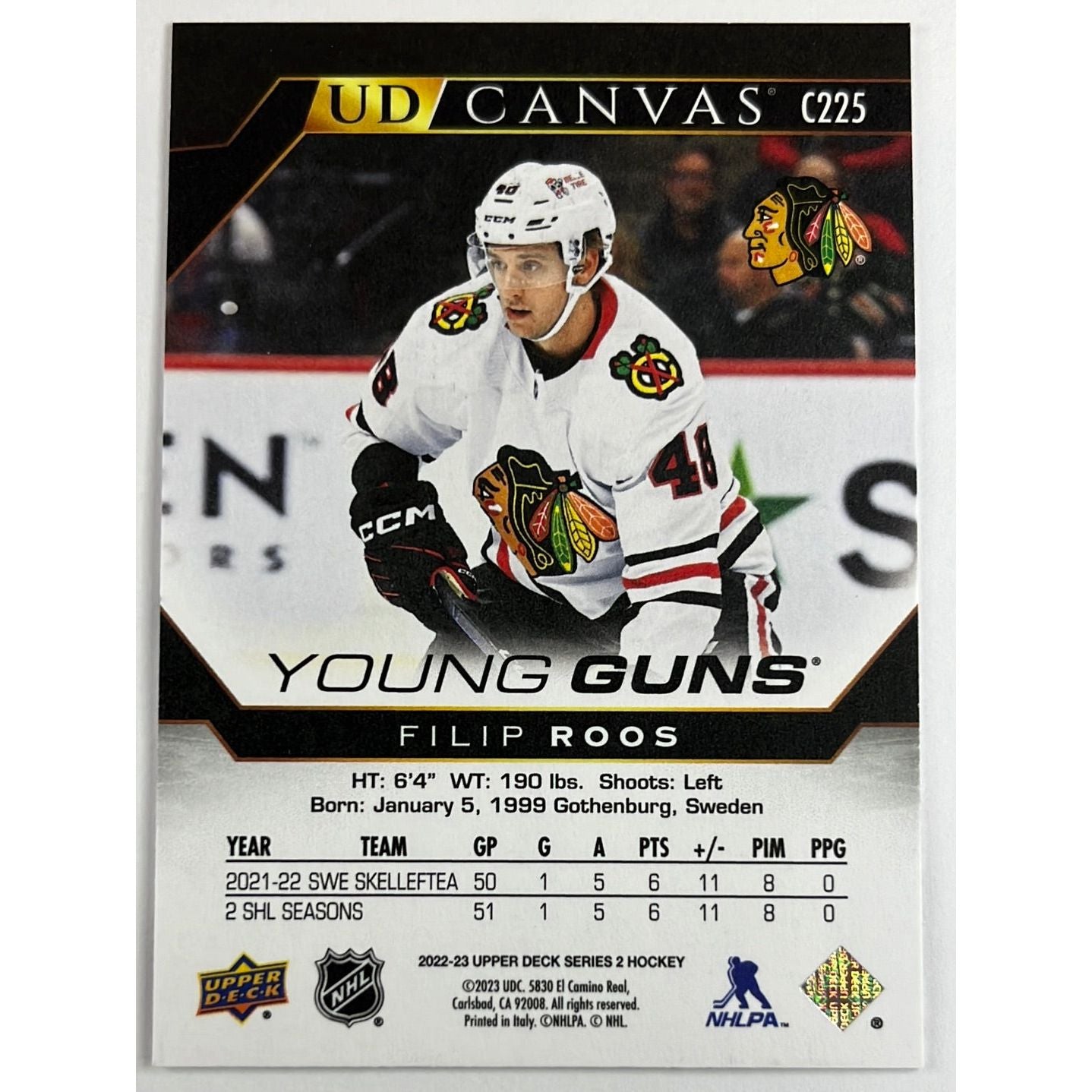 2022-23 Upper Deck Filip Roos Black & White Canvas Young Guns | Local Legends Cards & Collectibles