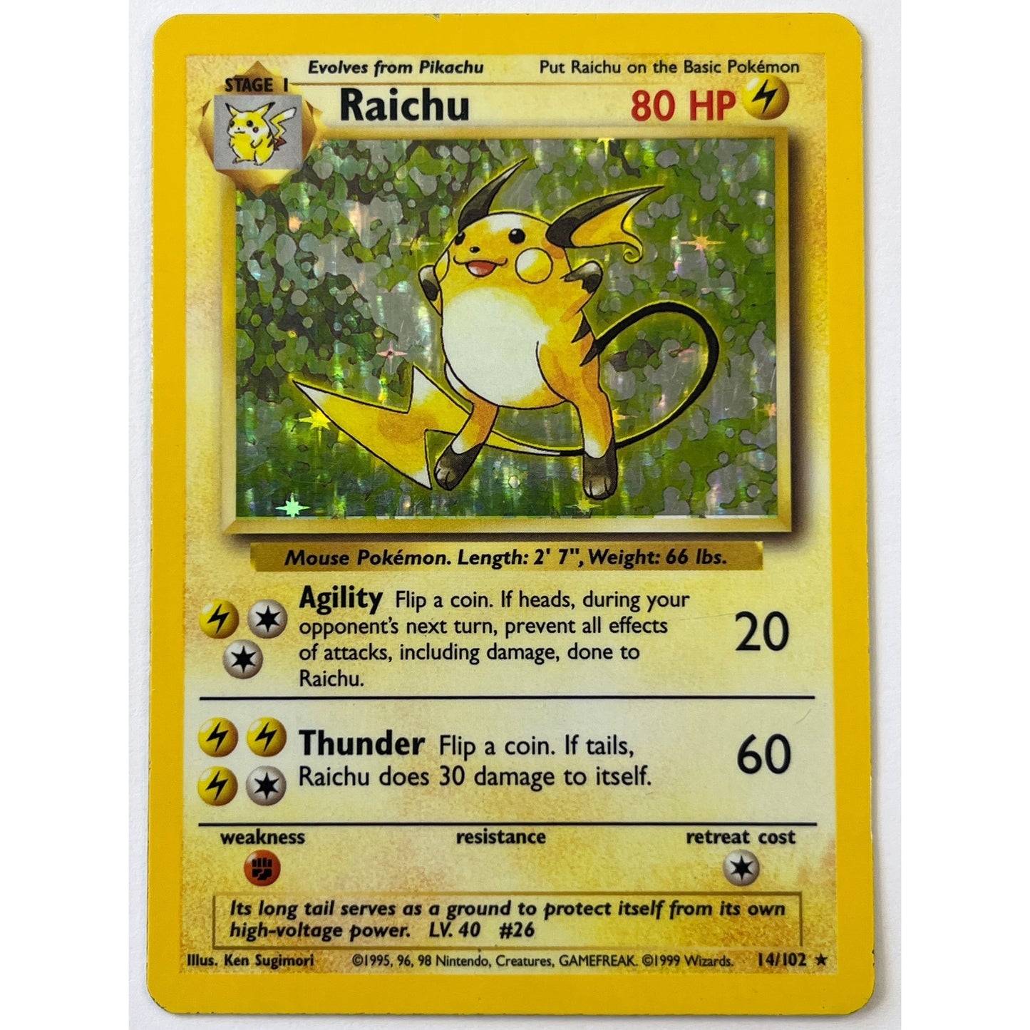 Base Set Raichu Holo Rare 14/102
