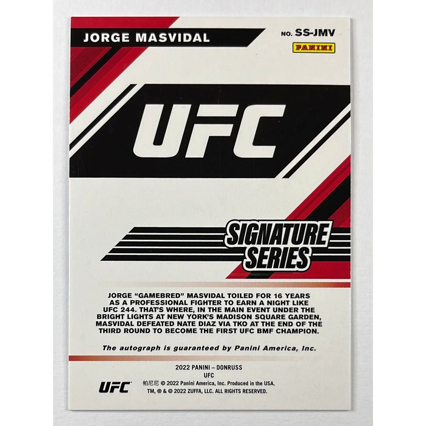 2022 Donruss Jorge “GameBread” Masvidal Signature Series Refractor Auto | Local Legends Cards & Collectibles