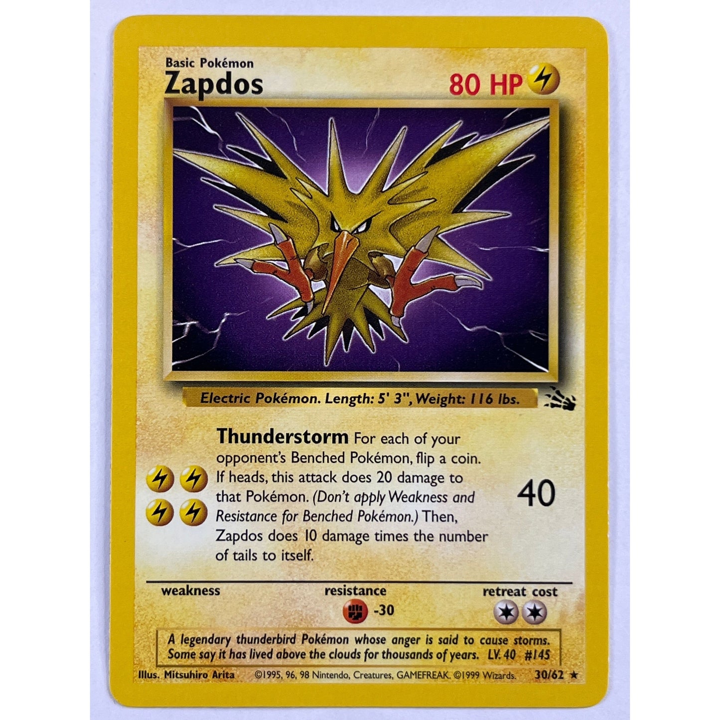Zapdos Non Holo Rare 30/62