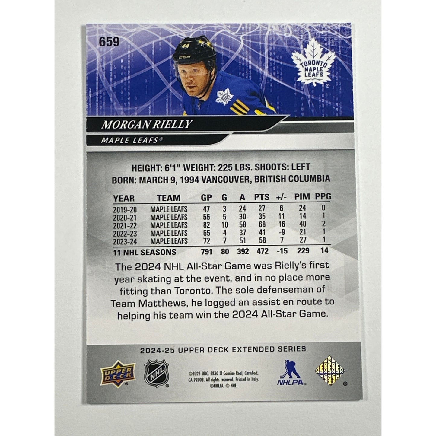 2024-25 Upper Deck Extended Series Morgan Rielly Deluxe /250