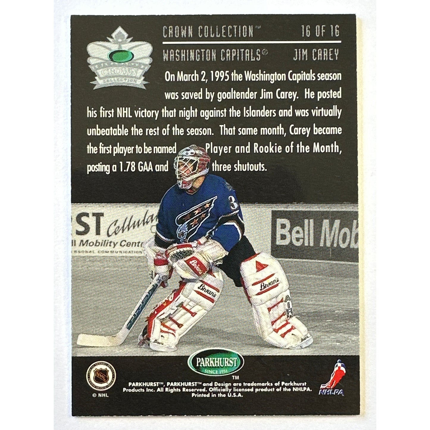 1995-96 Parkhurst Jim Carey Crown Collection