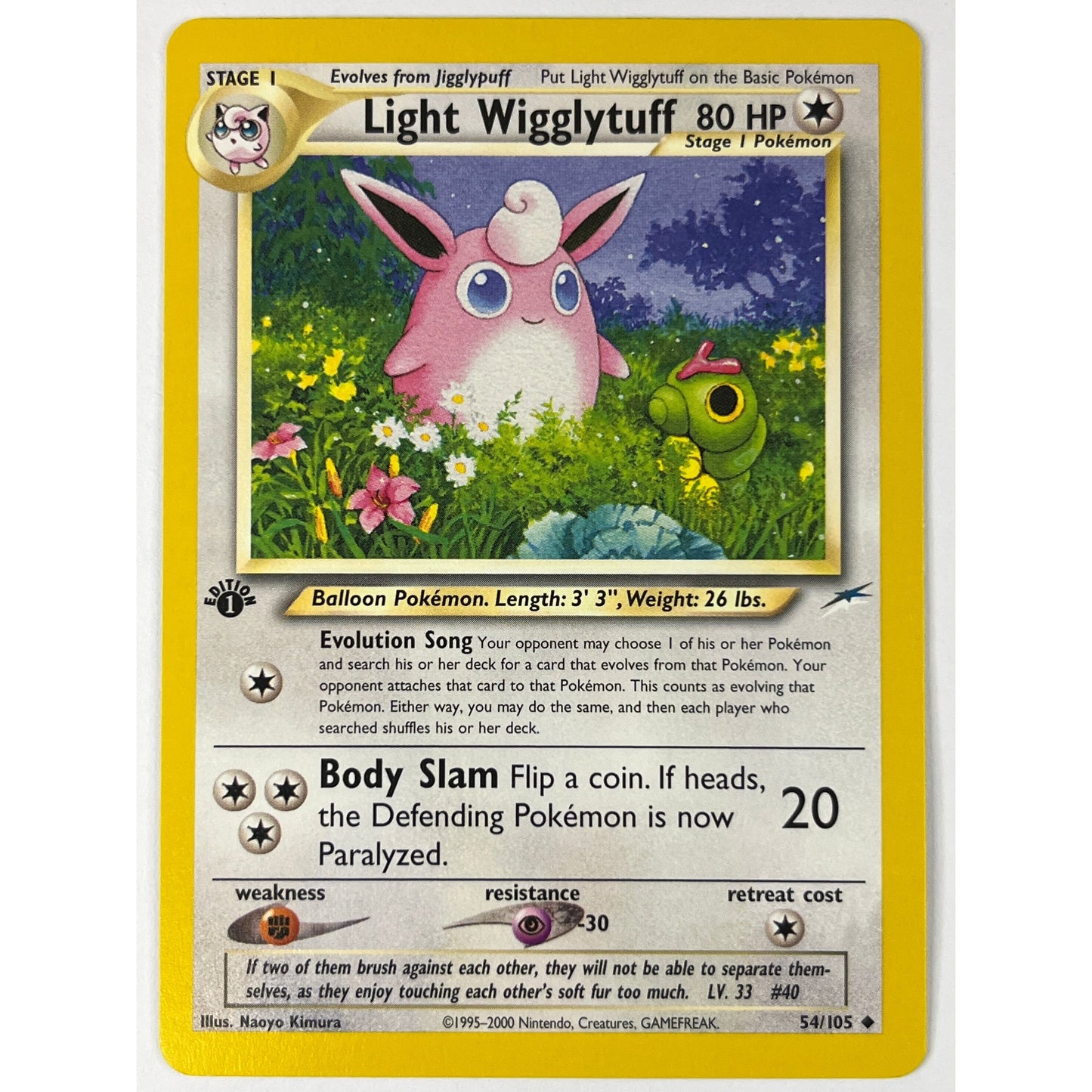 1st Edition Light Wigglytuff Non Holo uncommon 54/105