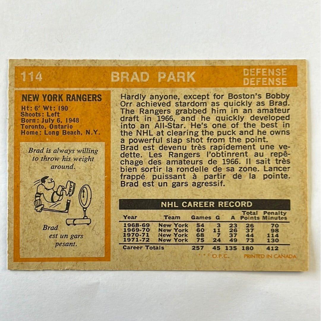1972-73 O-Pee-Chee Brad Park #114 | Local Legends Cards & Collectibles
