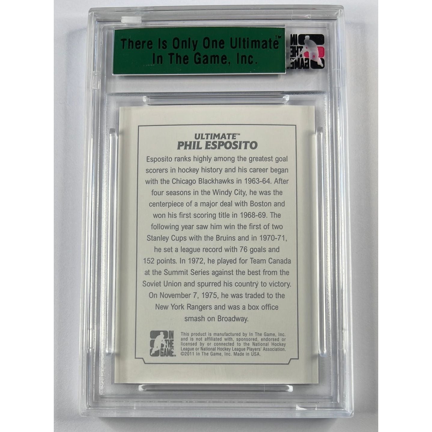 2011-12 In The Game Phil Esposito Ultimate Base Card Silver /63 | Local Legends Cards & Collectibles