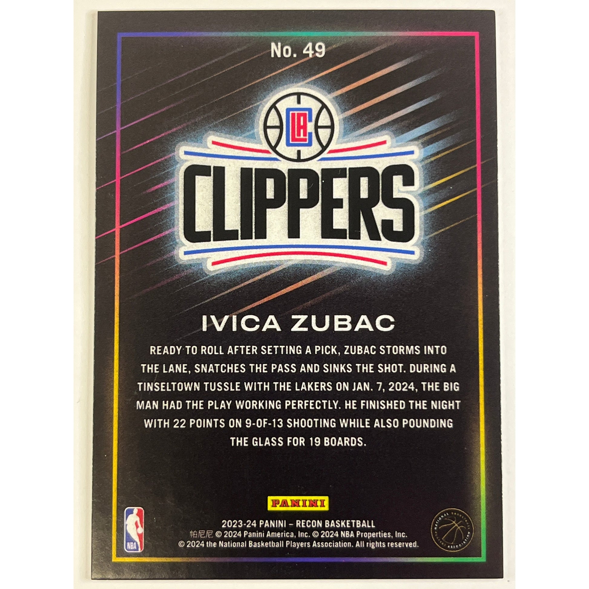 2023-24 Panini Recon Ivica Zubac /49 | Local Legends Cards & Collectibles