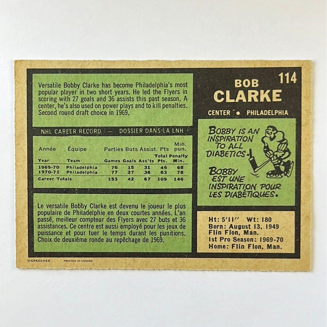 1971-72 O-Pee-Chee Bobby Clarke 2nd Year #114 | Local Legends Cards & Collectibles