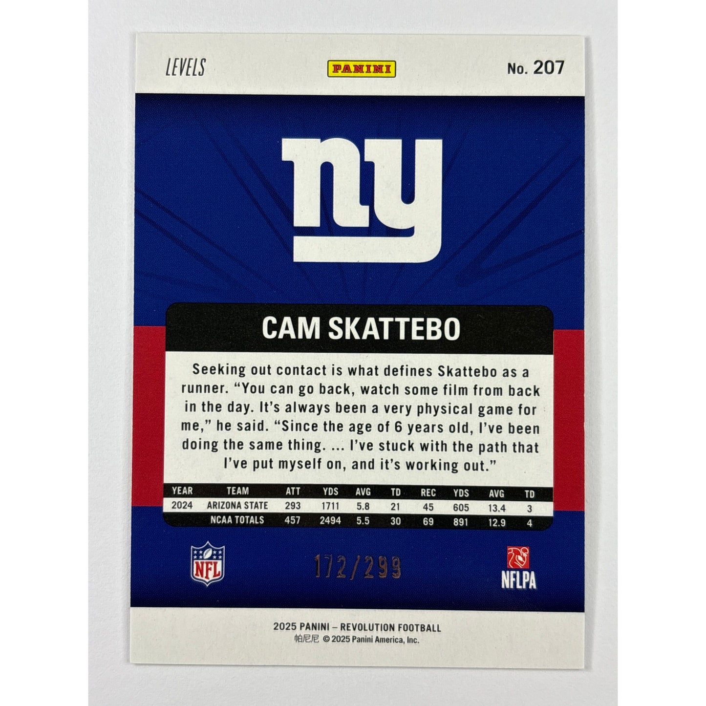 2025 Revolution Cam Skattebo Orange Levels RC /299 | Local Legends Cards & Collectibles