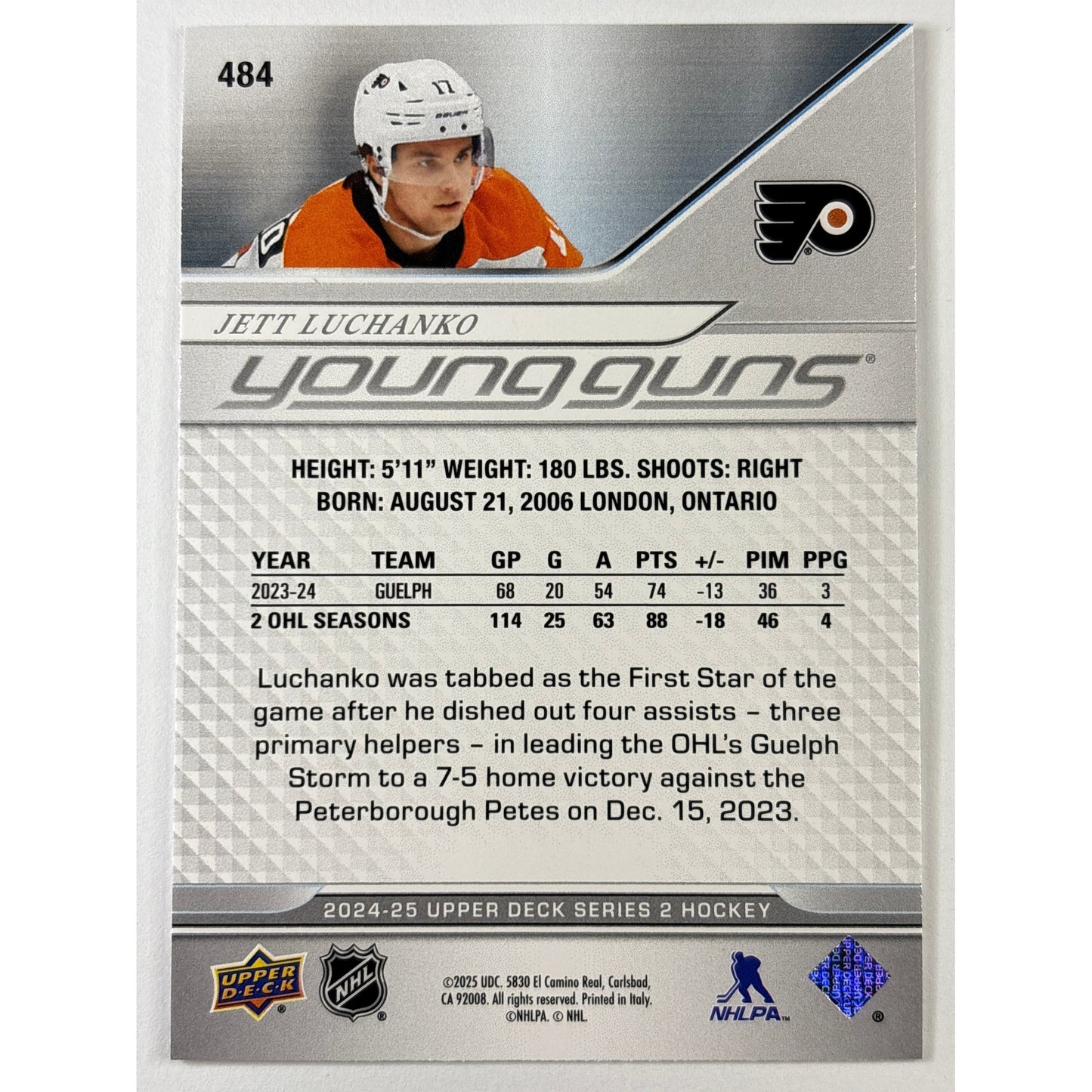 2024-25 Upper Deck Series 2 Jett Luchanko Young Guns