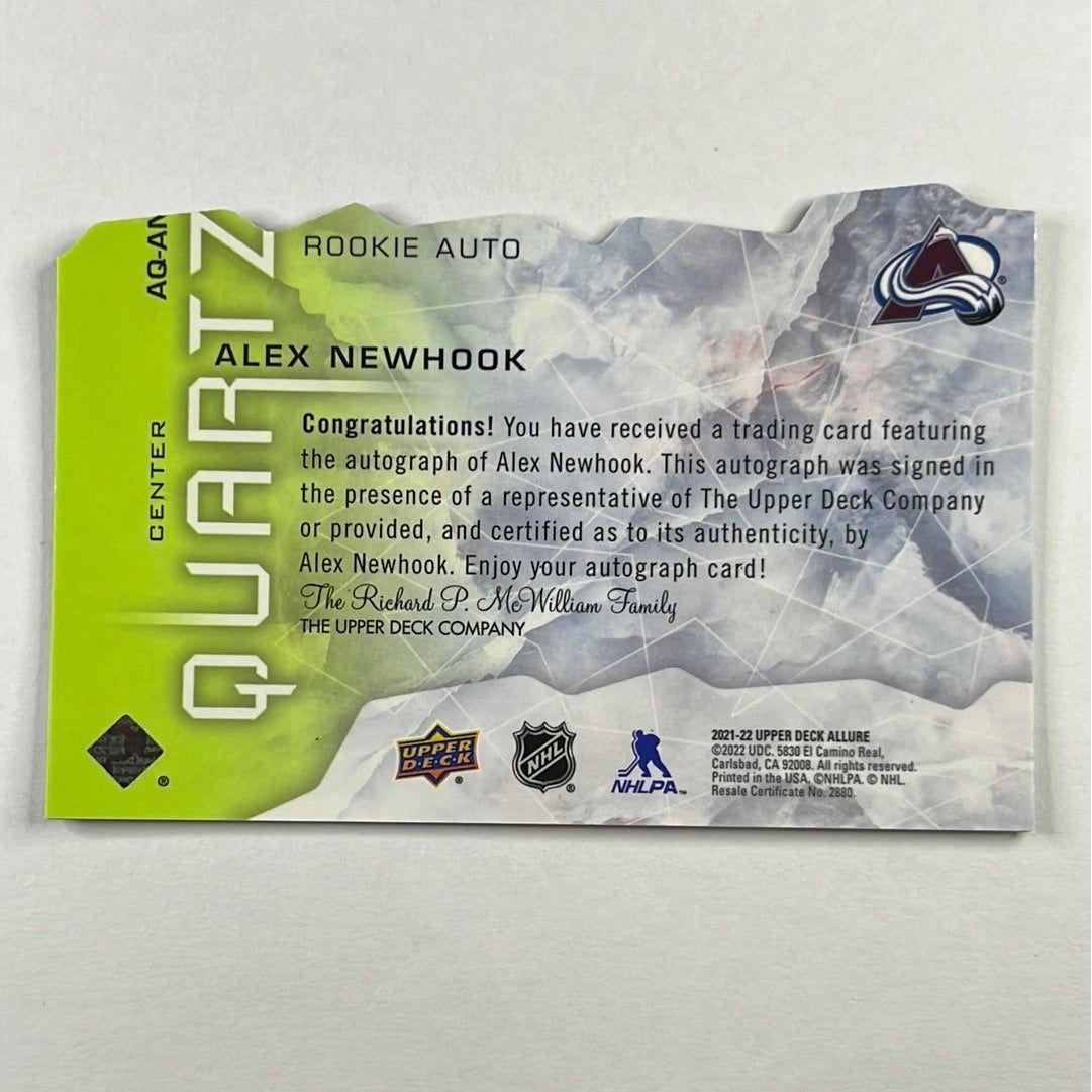 2021-22 Alex Newhook Green Quartz Die Cut Rookie Auto