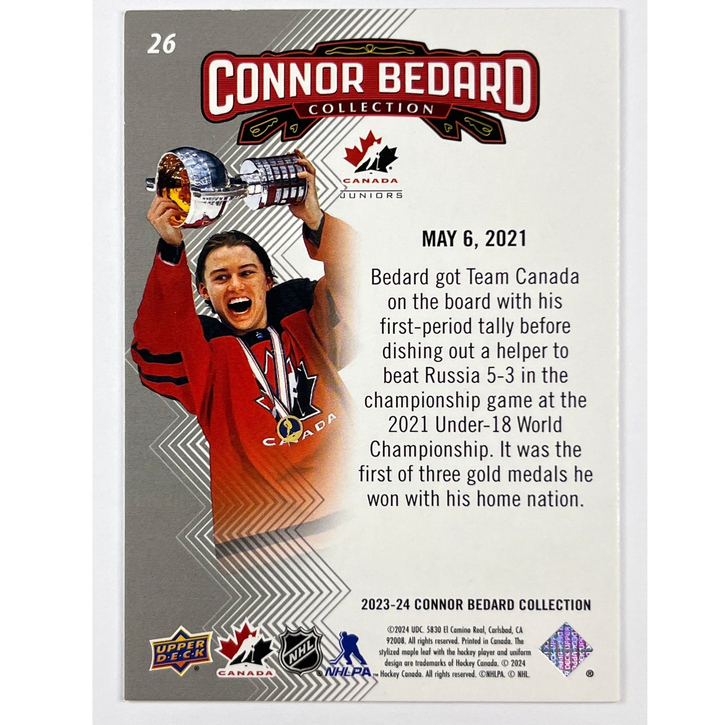 2023-24 Connor Bedard Collection Canada Wins Gold #26
