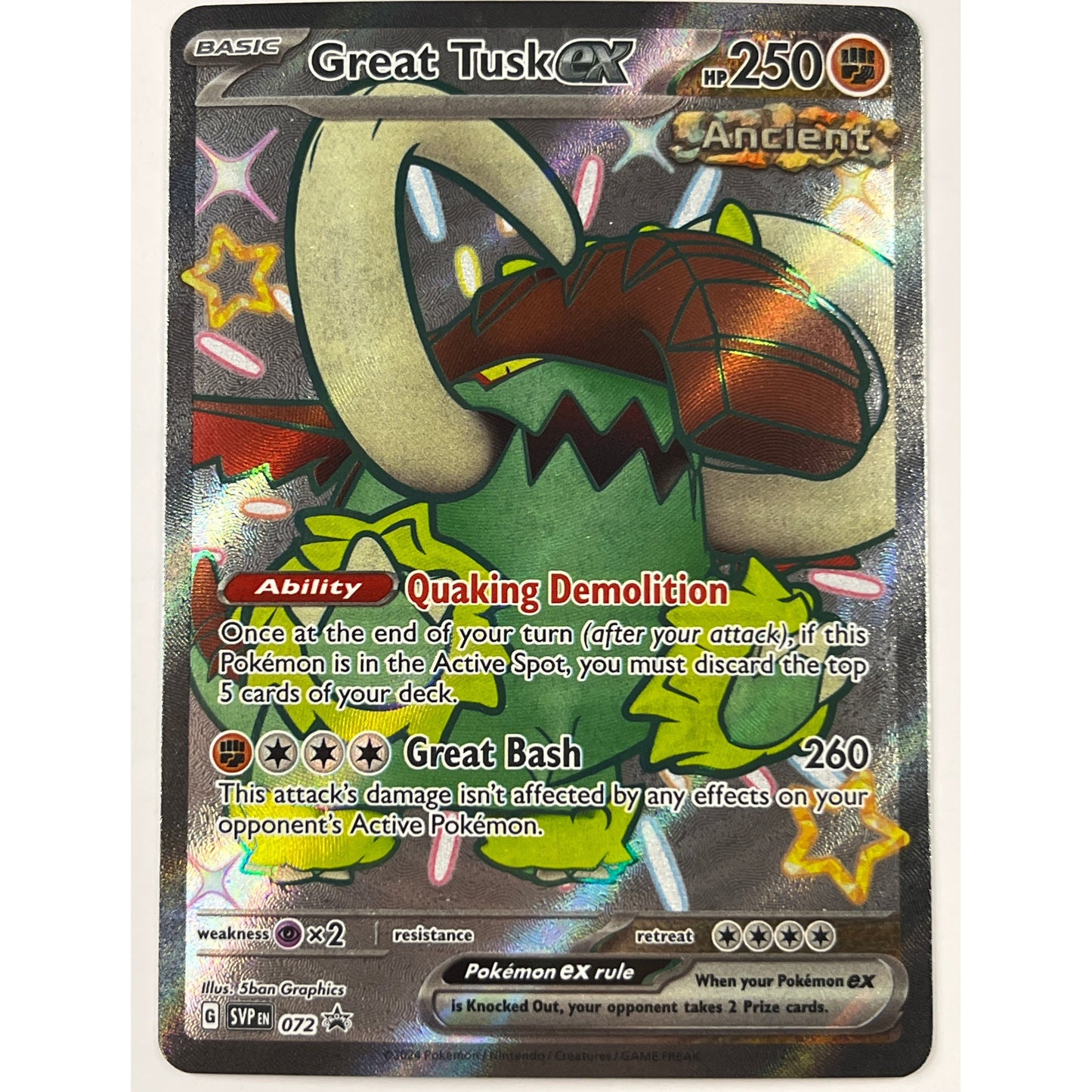 Great Tusk EX Holo Shiny Black Star Promo 072