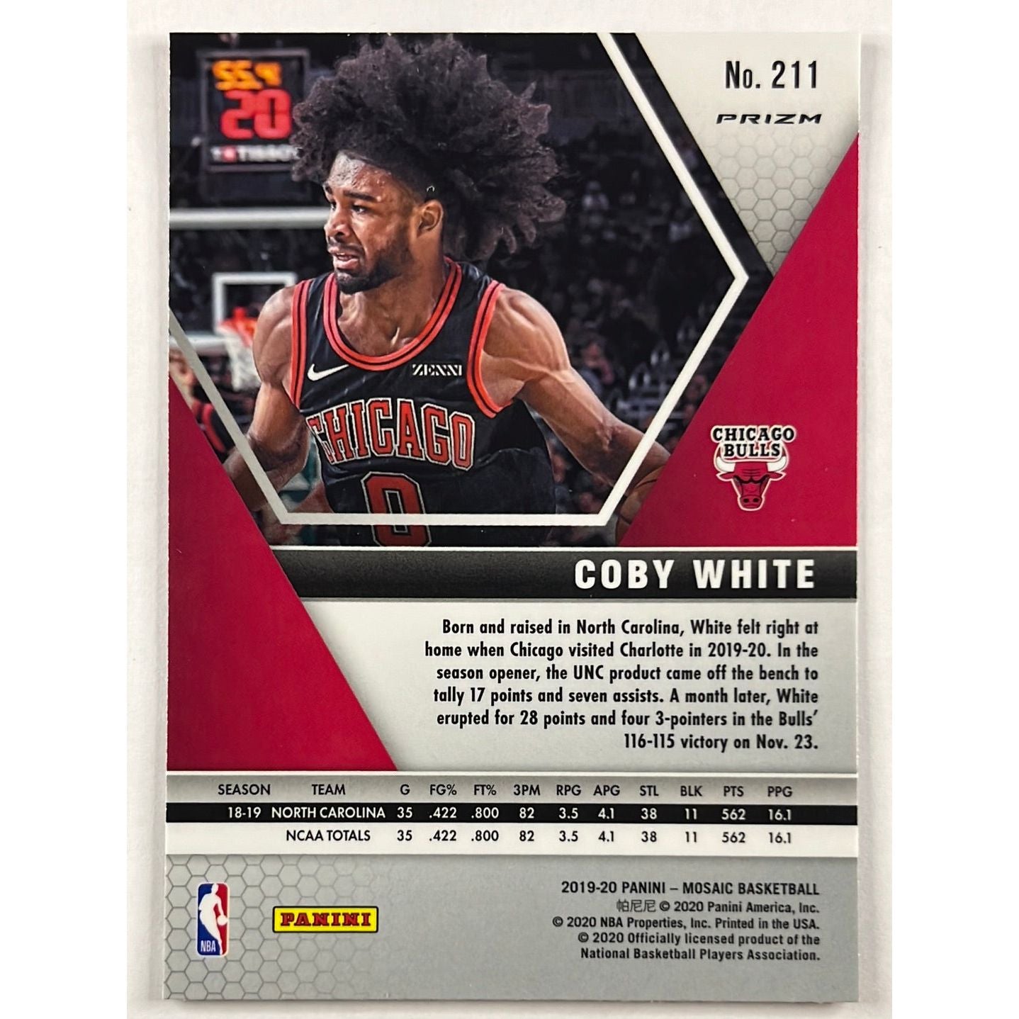 2019-20 Mosaic Coby White Blue Reactive Prizm RC | Local Legends Cards & Collectibles