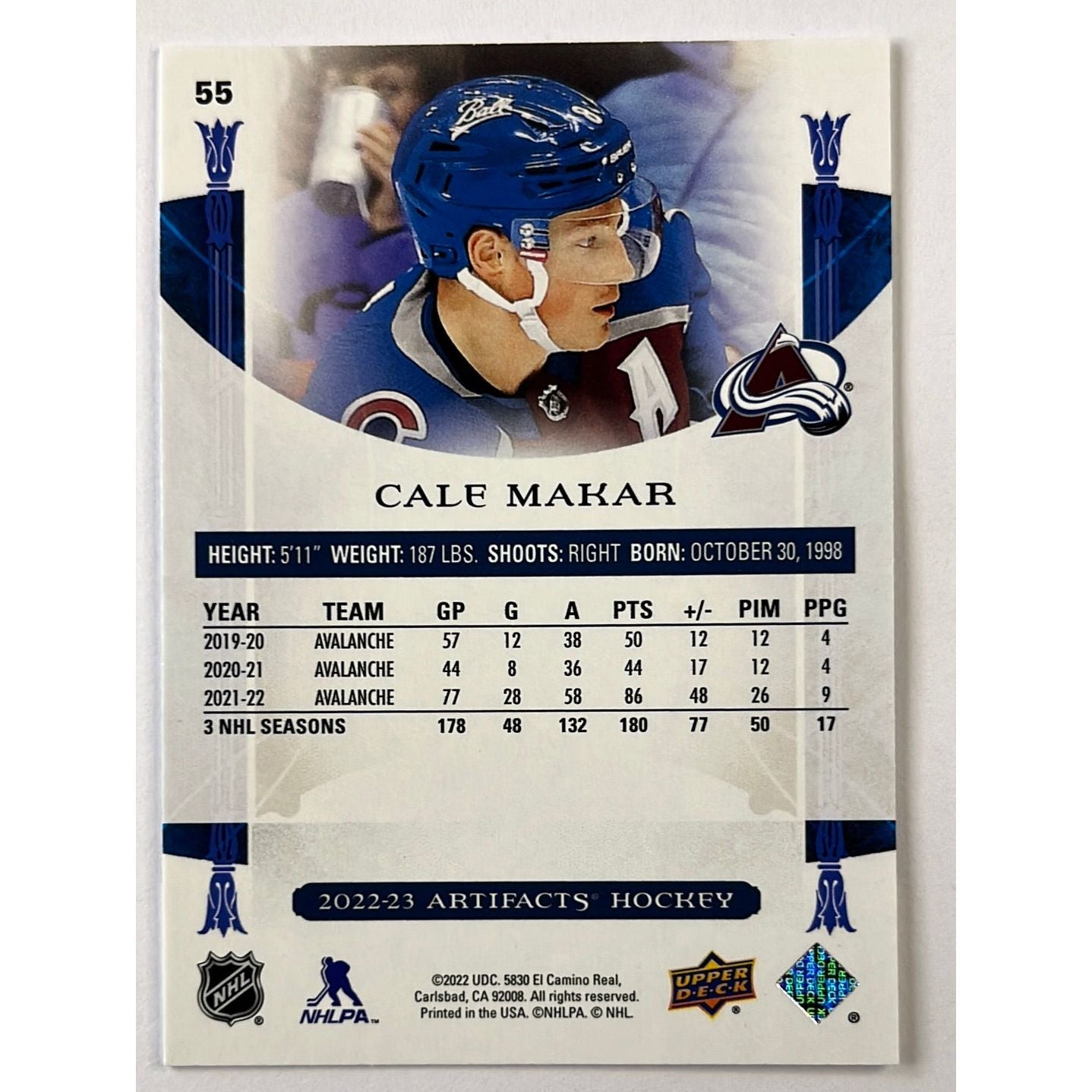 2022-23 Artifacts Cale Makar Teal Parallel