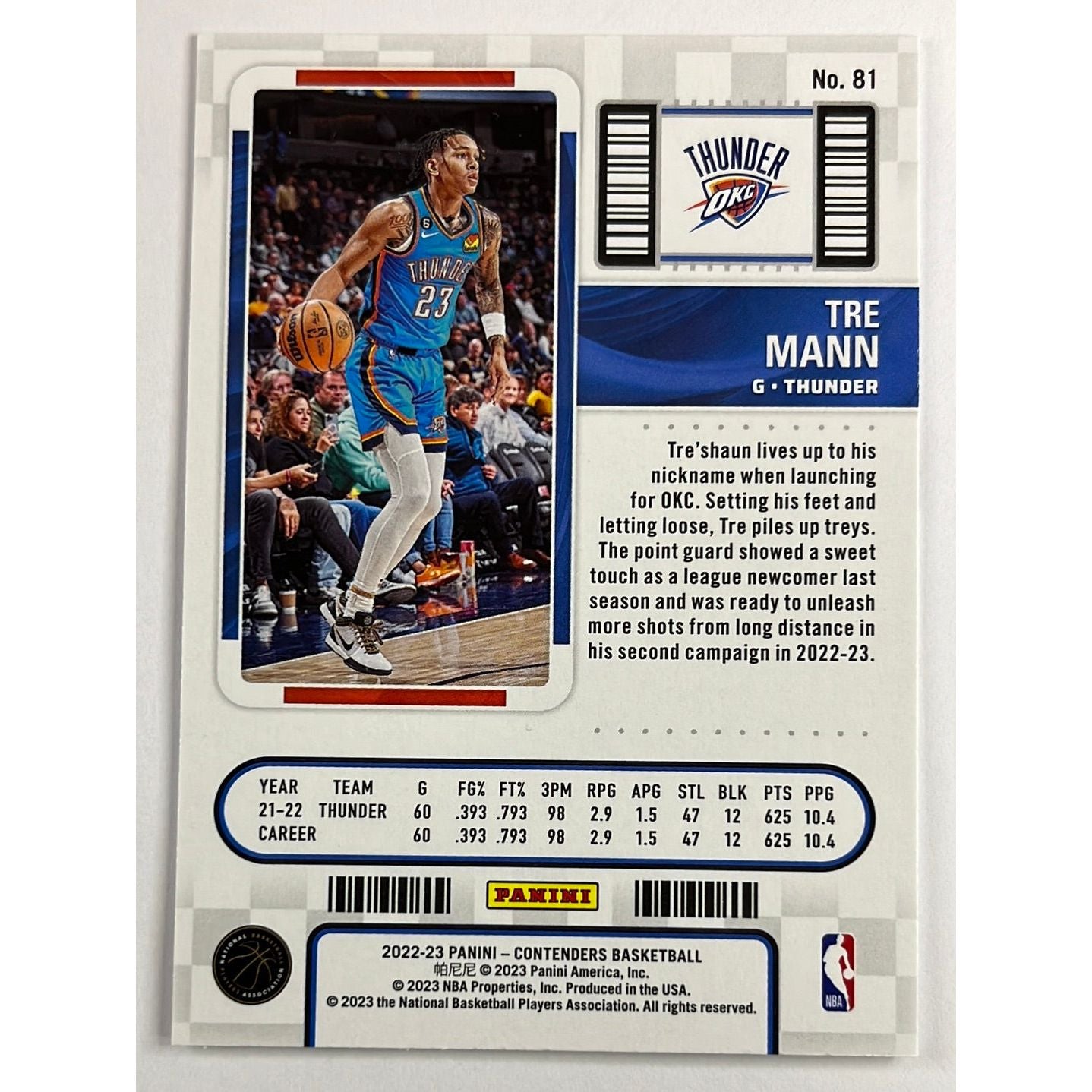 2022-23 Contenders Tre Mann Green Foil Game Ticket | Local Legends Cards & Collectibles