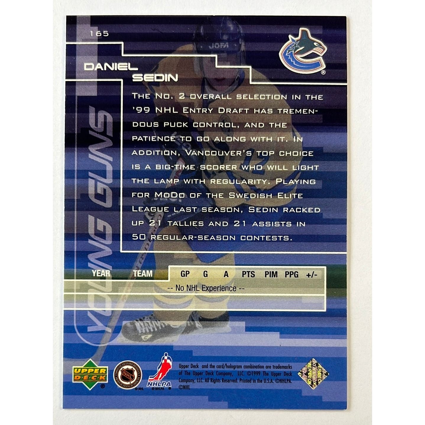 1999-00 Upper Deck Daniel Sedin Young Guns