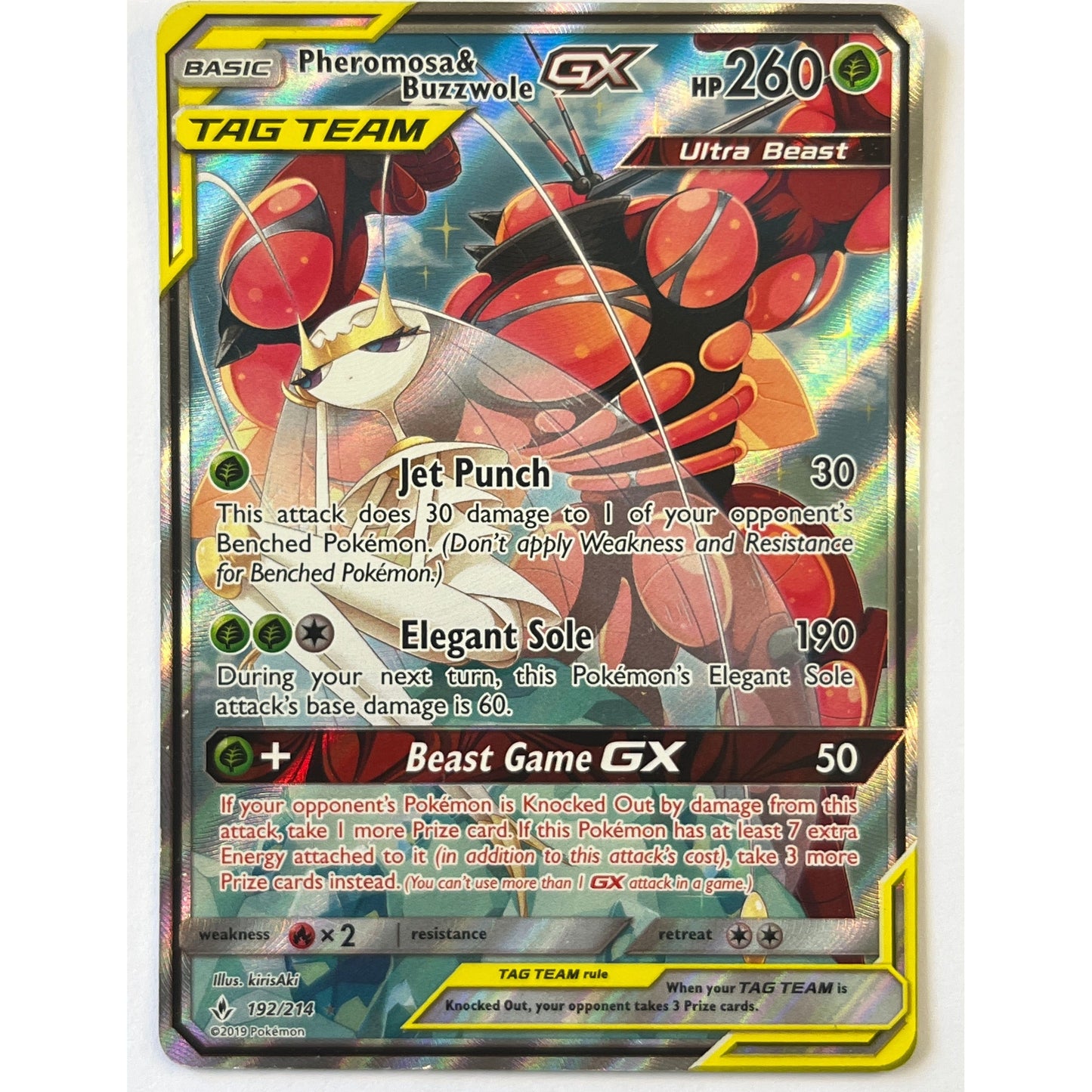 Tag Team Pheromosa & Buzzwole GX Holo Ultra Rare 192/214