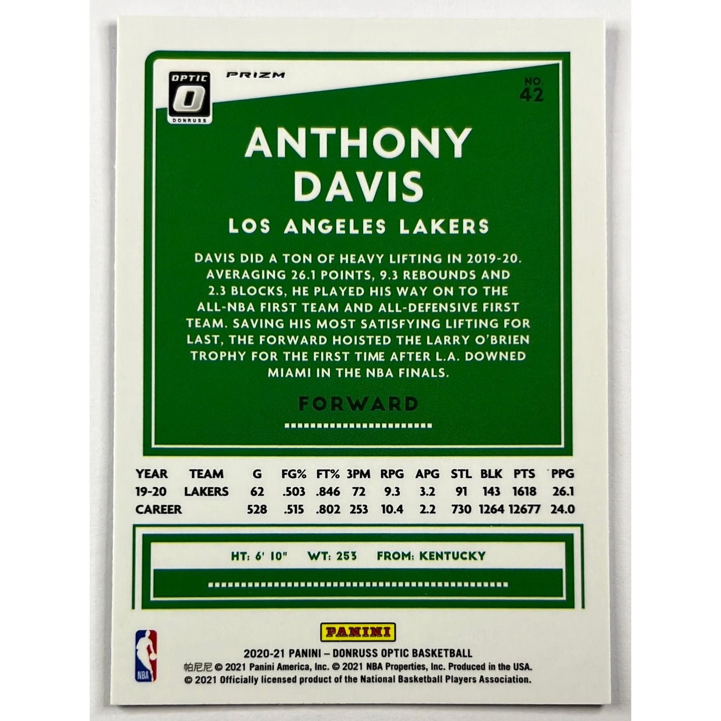 2020-21 Optic Anthony Davis Blue Velocity Prizm | Local Legends Cards & Collectibles