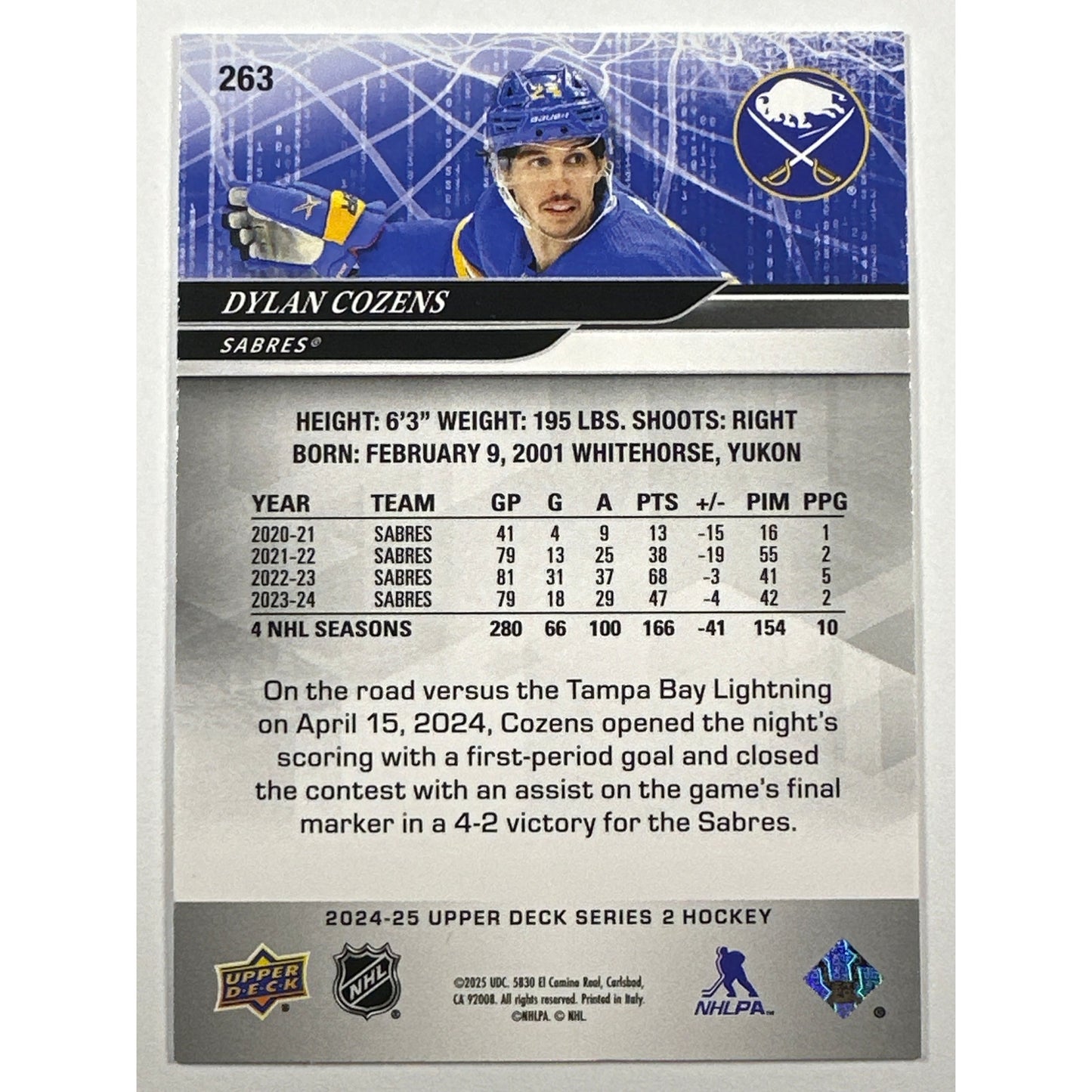 2024-25 Series 2 Dylan Cozens UD Exclusives /100