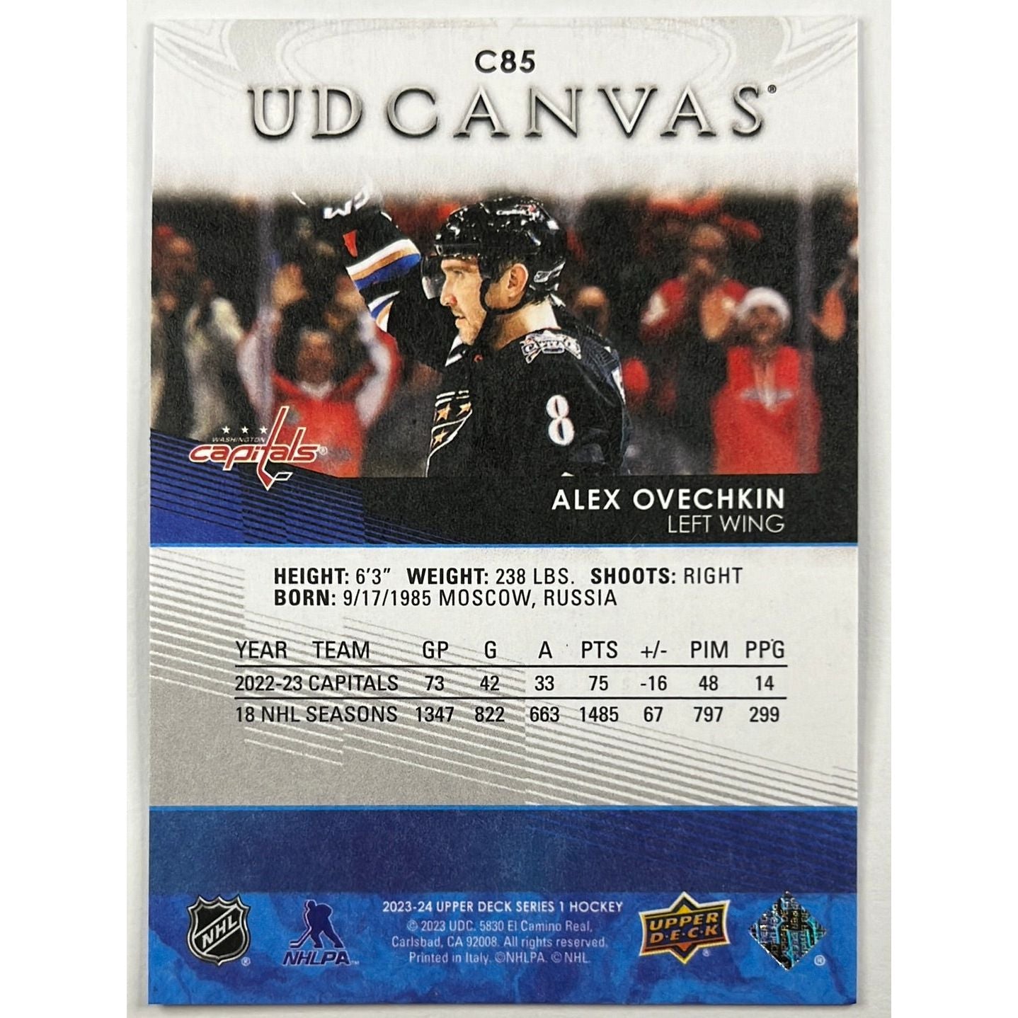 2023-24 Series 1 Alexander Ovechkin Canvas | Local Legends Cards & Collectibles