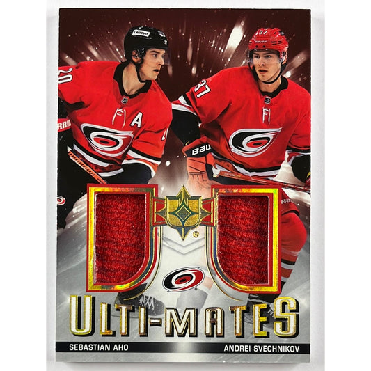 2021-22 Ultimate Collection Sebastian Aho / Andrei Svechnikov Ulti-Mates Game Used Dual Patch | Local Legends Cards & Collectibles
