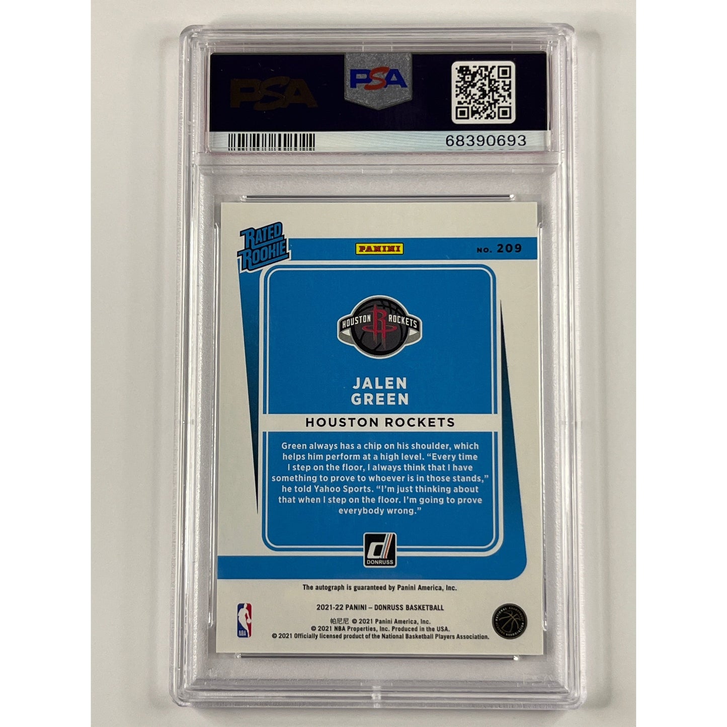 2021-22 Donruss Jalen Green Rated Rookie Auto Choice Prizm PSA 9 MINT | Local Legends Cards & Collectibles