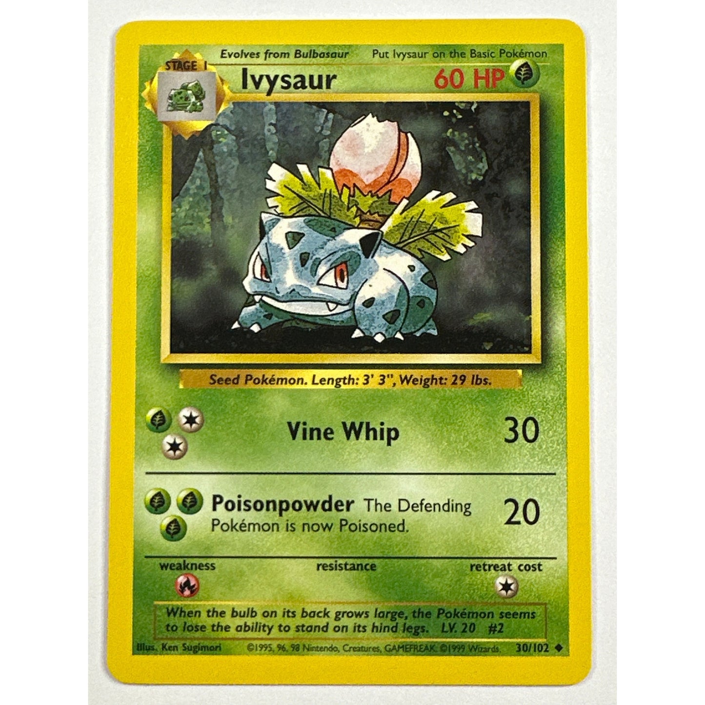 Base Set Ivysaur Non Holo Uncommon 30/102