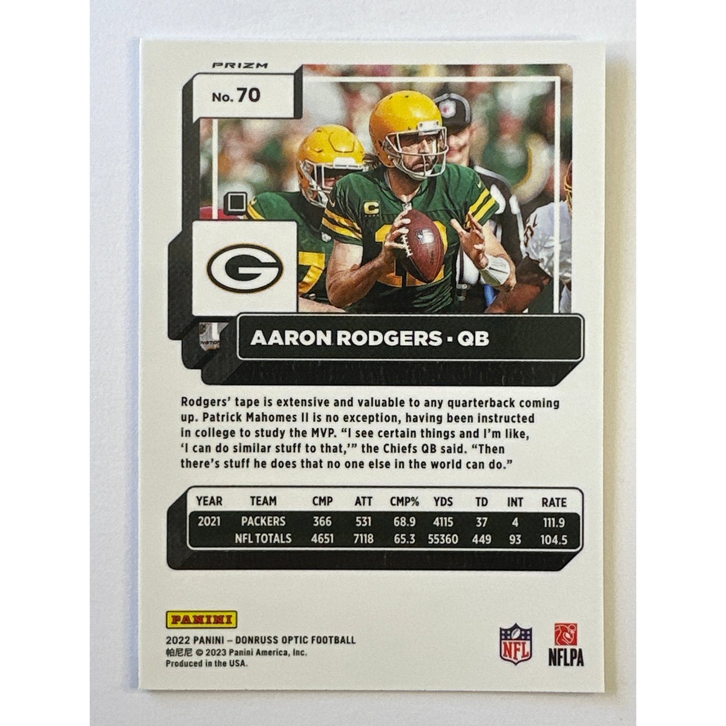 2022 Donruss Optic Aaron Rodgers Stars Emoji Silver Holo Prizm