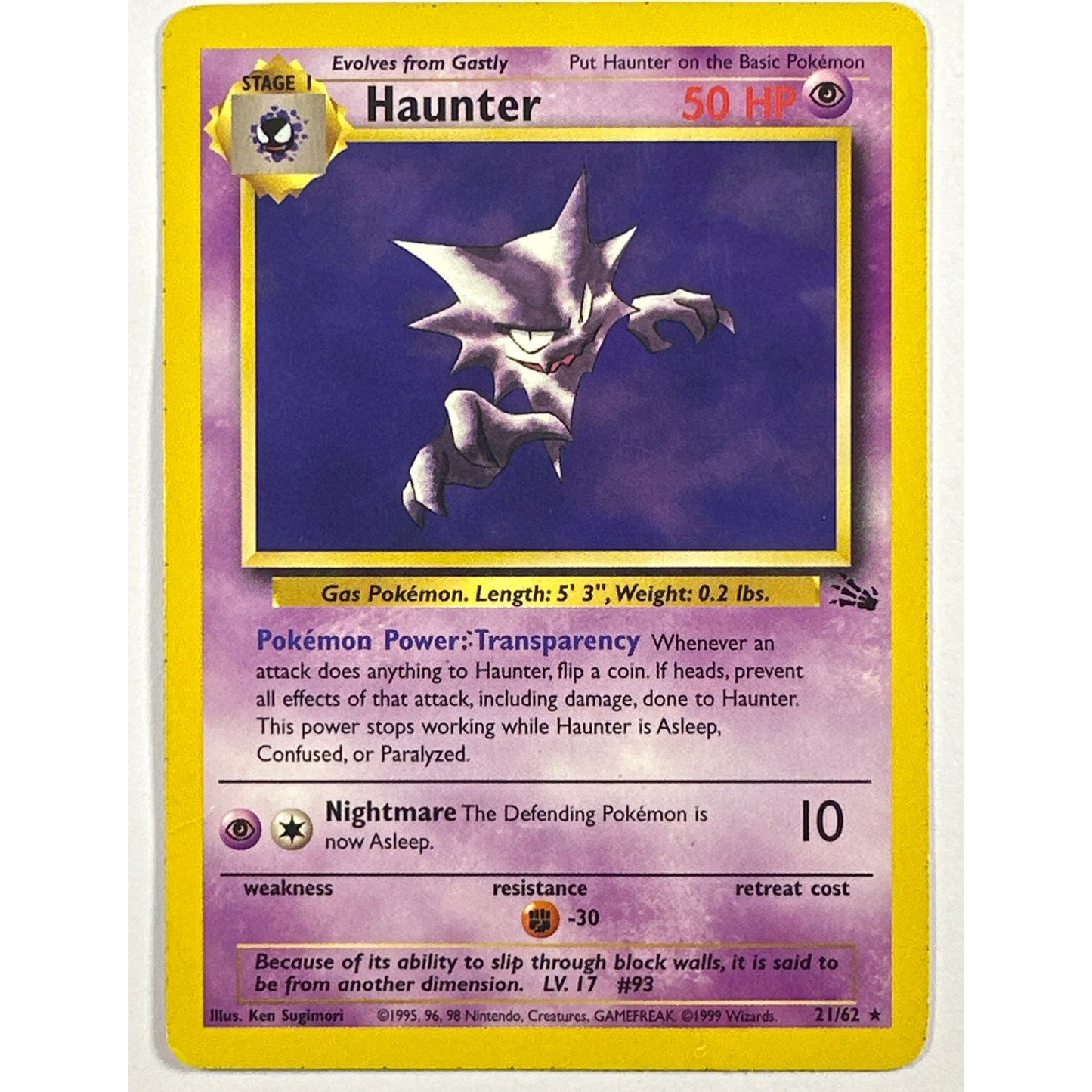 Haunter Non Holo Rare 21/62