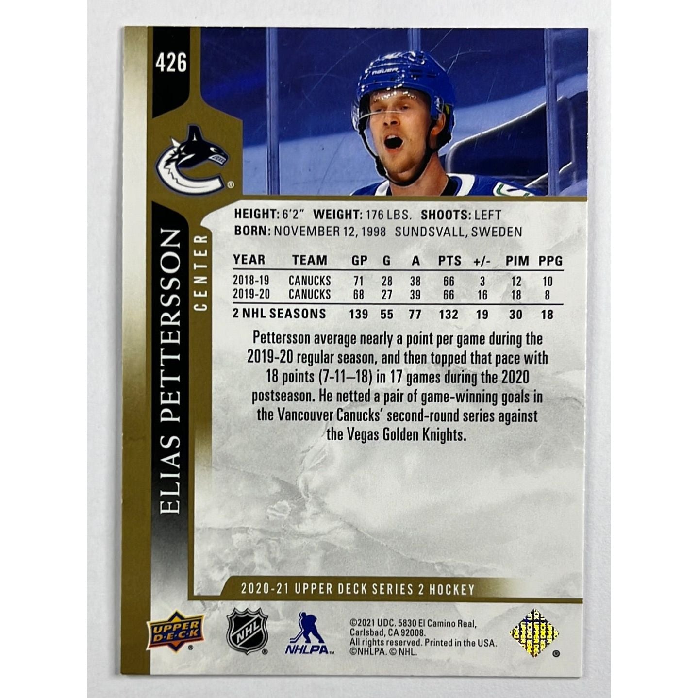 2020-21 Series 2 Elias Pettersson Speckled Foil | Local Legends Cards & Collectibles