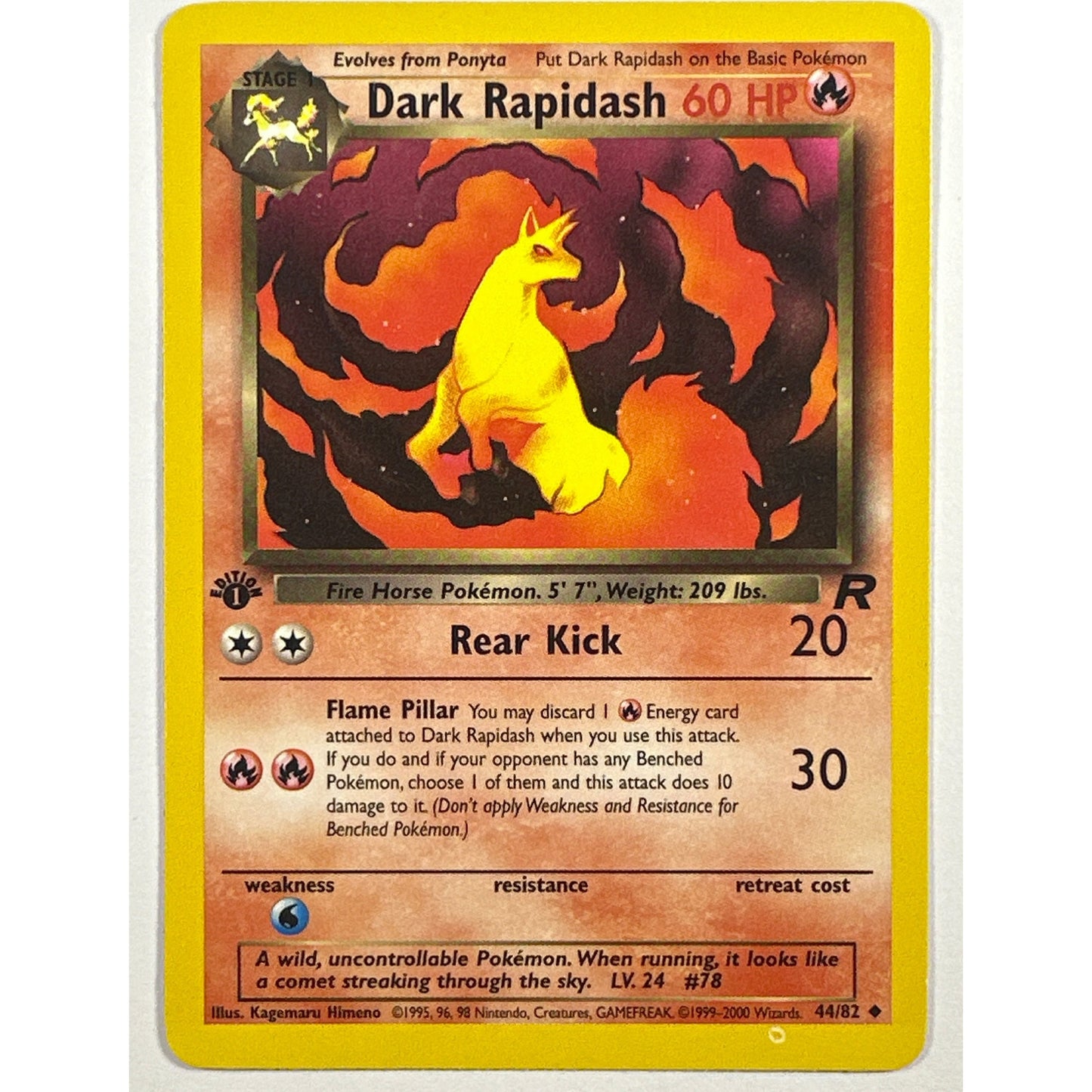 1st Edition Dark Rapidash Non Holo Uncommon 44/82
