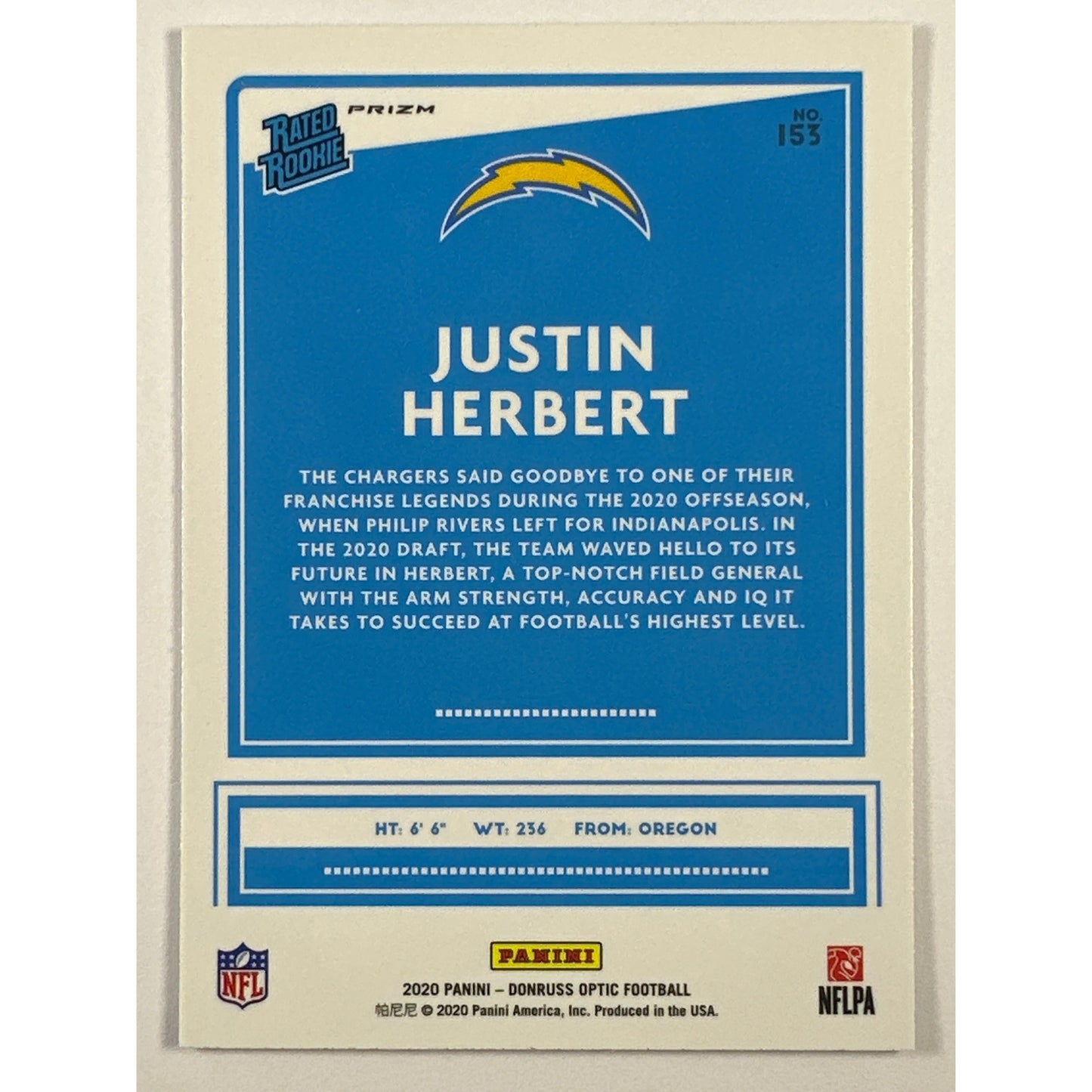 2020 Donruss Optic Justin Herbert Purple Shock Rated Rookie | Local Legends Cards & Collectibles
