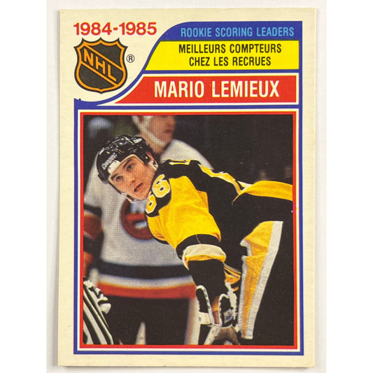 1985-86 O-Pee-Chee Mario Lemieux Rookie Scoring Leaders #262 | Local Legends Cards & Collectibles