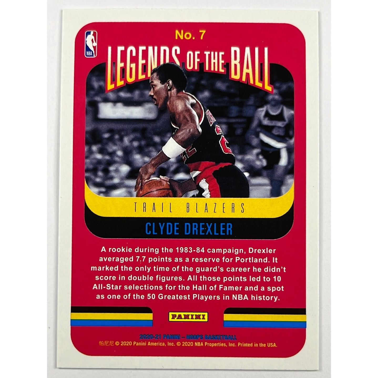 2020-21 Hoops Clyde Drexler Legends Of The Ball Holo | Local Legends Cards & Collectibles
