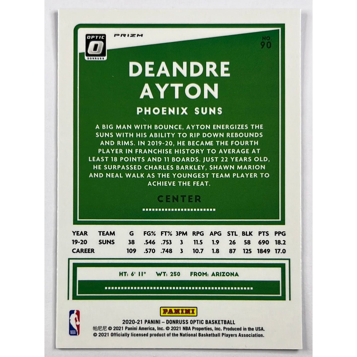 2020-21 Optic DeAndre Ayton Purple Holo Prizm | Local Legends Cards & Collectibles