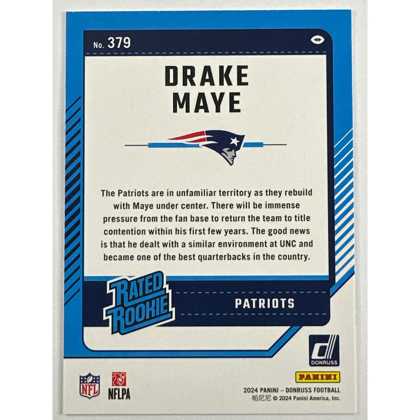 2024 Donruss Drake Maye Rated Rookie