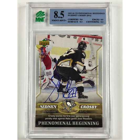 2005-06 Upper Deck Sidney Crosby Phenomenal Beginning Rookie Auto MNT 8.5 NMMT-MNT AUTHENTICATED AUTO