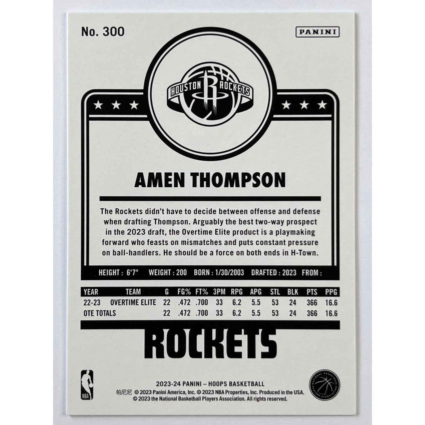 2023-24 Hoops Amen Thompson Retro RC | Local Legends Cards & Collectibles