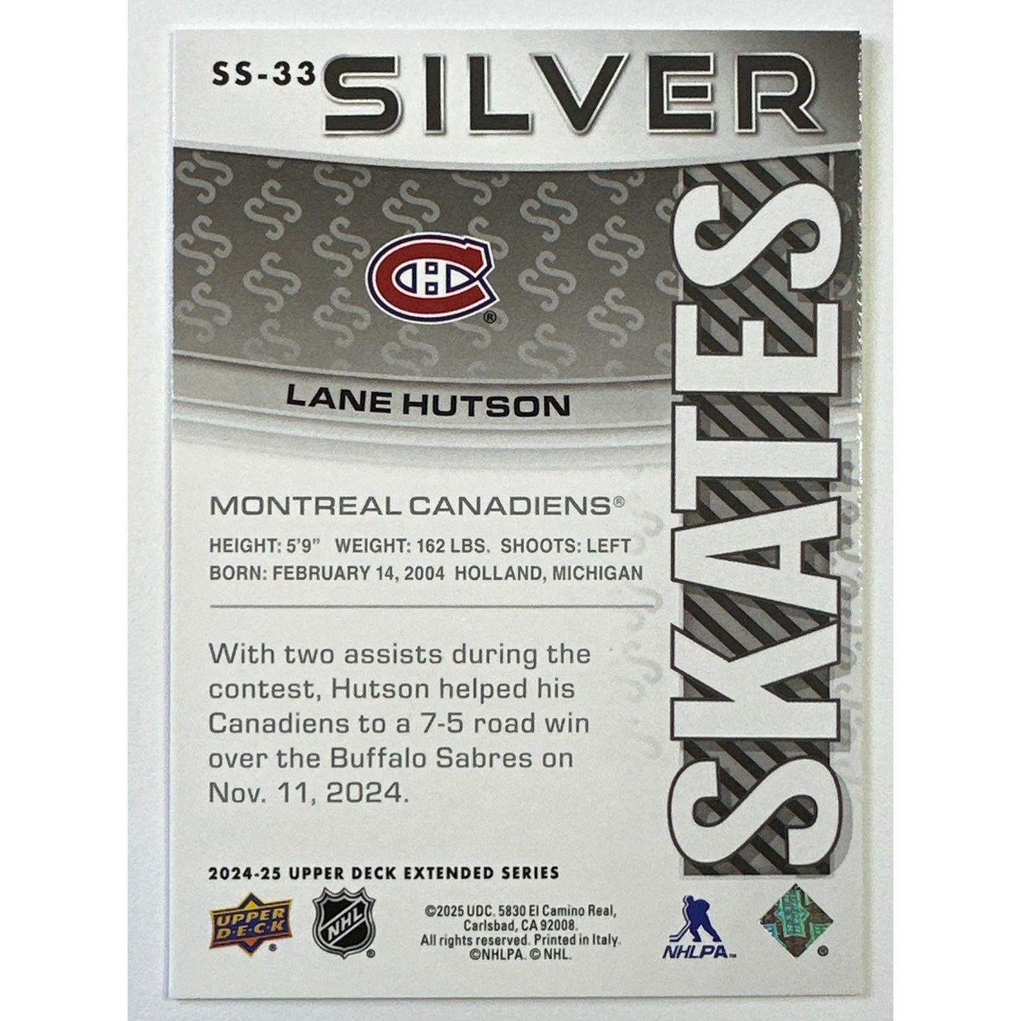 2024-25 Extended Series Lane Hutson Silver Skates RC