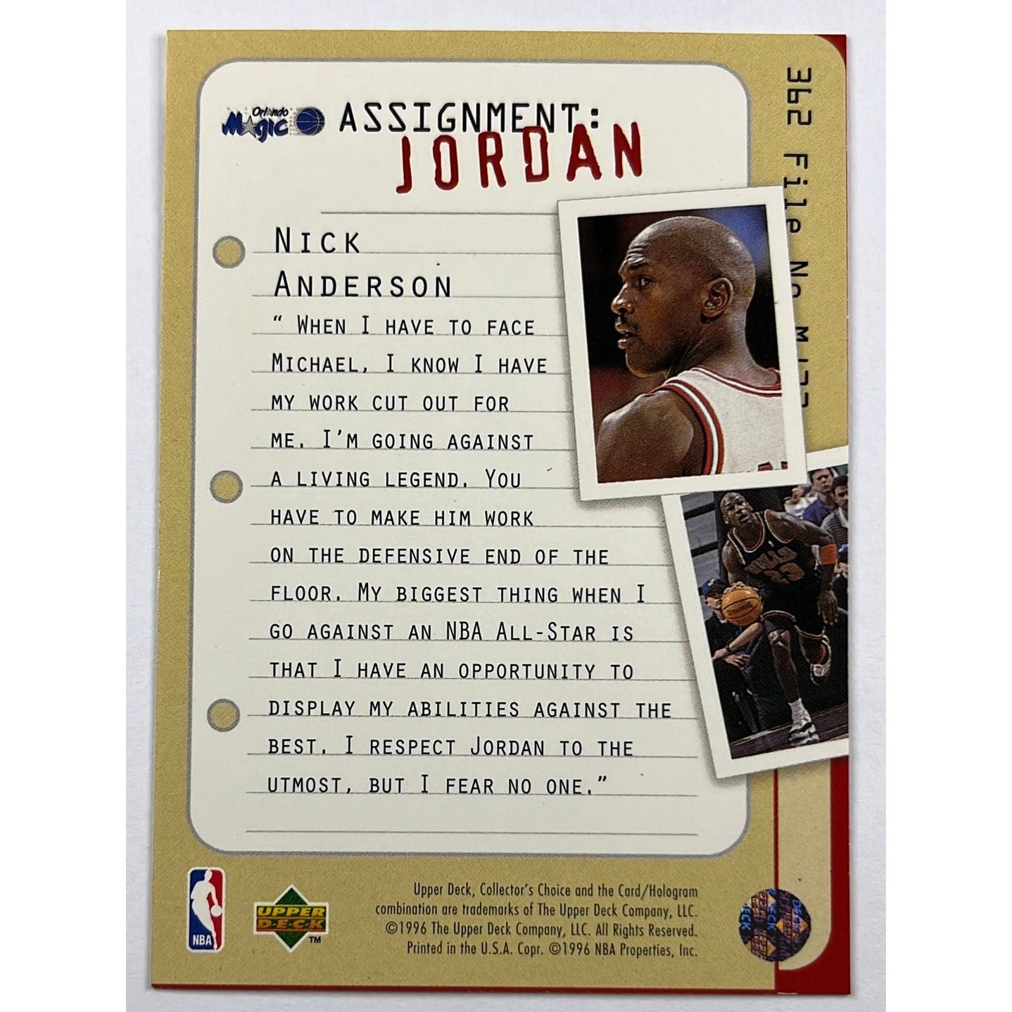 1996-97 Upper Deck Michael Jordan / Nick Anderson | Local Legends Cards & Collectibles