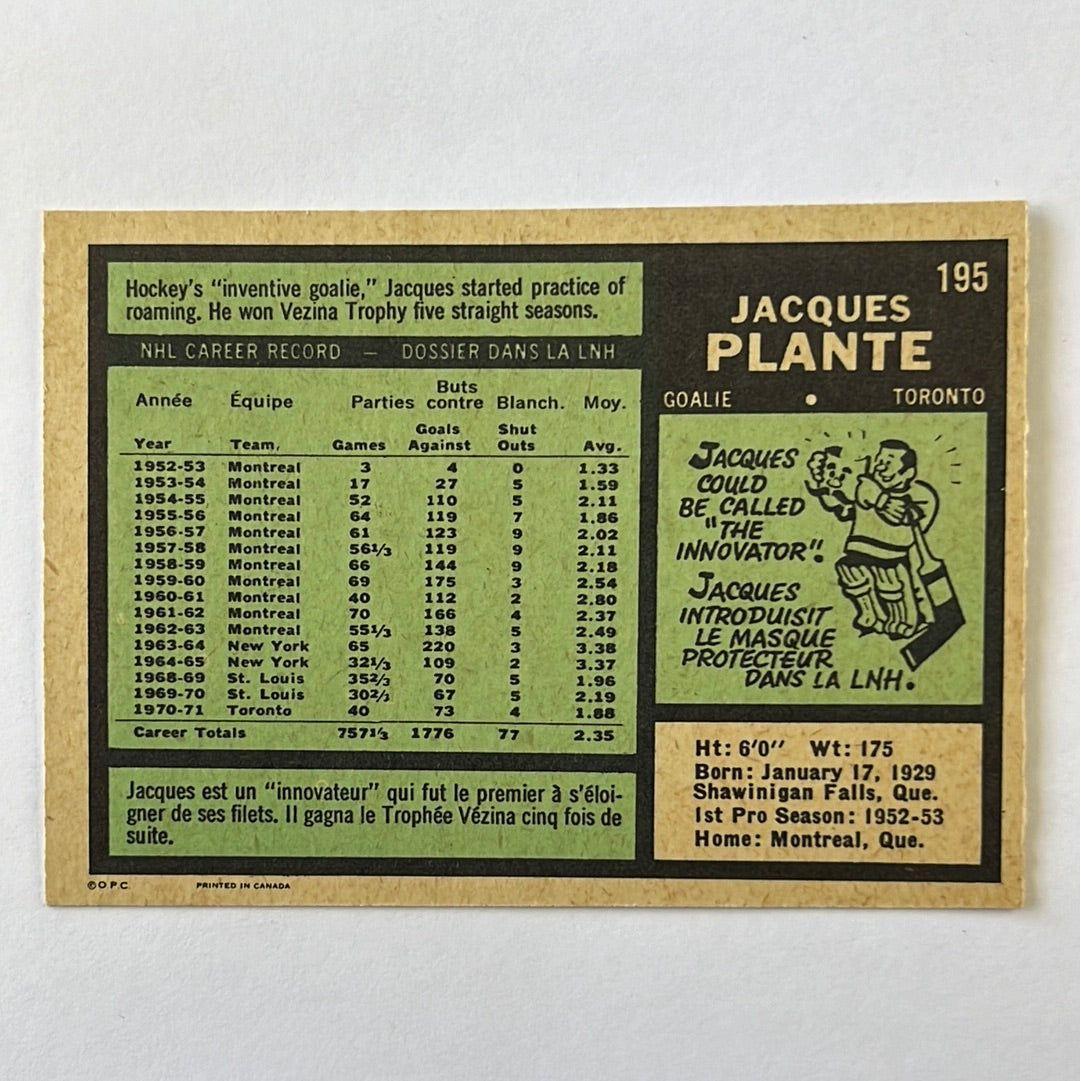 1970-71 O-Pee-Chee Jacques Plante | Local Legends Cards & Collectibles