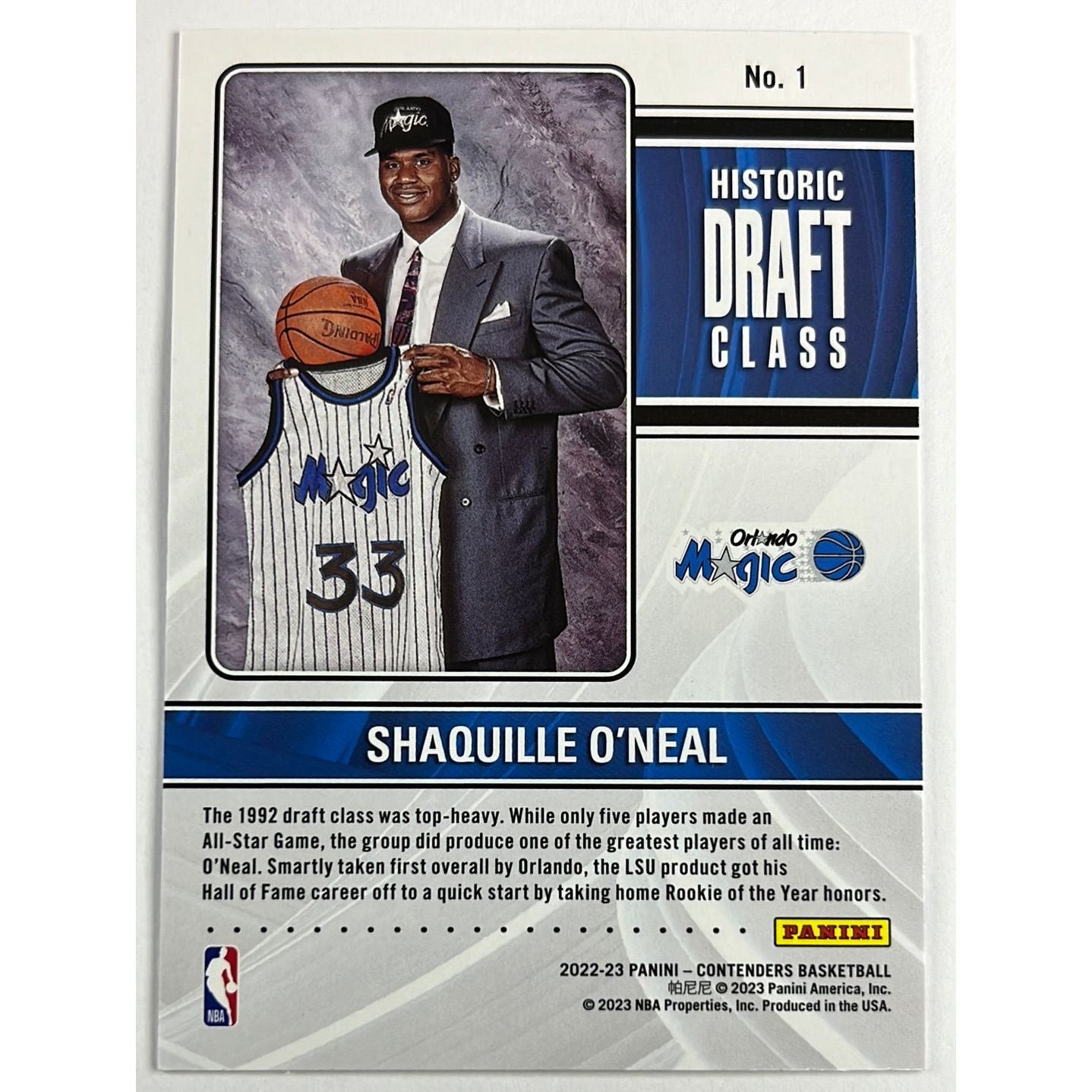 2022-23 Contenders Shaquille O’Neal Historic Draft Class