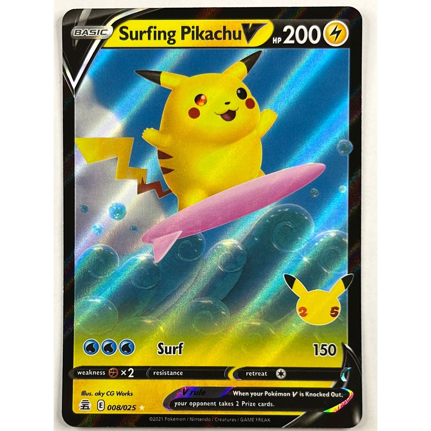 Surfing Pikachu V Holo Ultra Rare 008/025